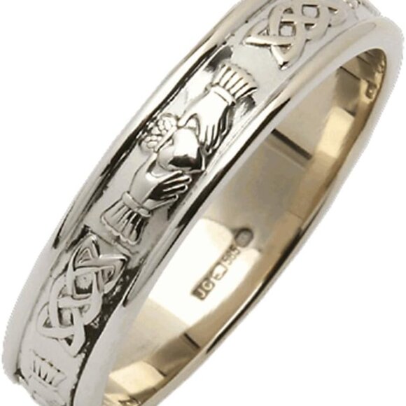 Women's Irish 925 Sterling Silver Claddagh Wedding Ring, 1/8" Band, Traditional - Picture 2 of 7
